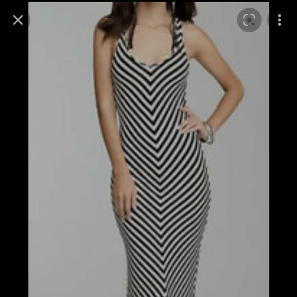 Bebe maxi chevron stripes dress, size Medium beige and black. - Picture 1 of 7